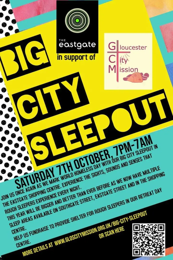 Big City Sleepout in Eastgate Shopping Centre on 7th October 2023.