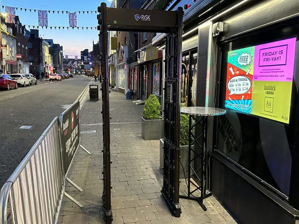 Not in our city - Knife Arch positioned on Eastgate Street