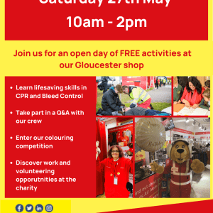 Midlands Air Ambulance Charity - Mission Support Day on Saturday 27th May, between 10am to 2pm, at their Gloucester shop in Eastgate Shopping Centre.