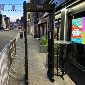 Not in our city - Knife Arch positioned on Eastgate Street